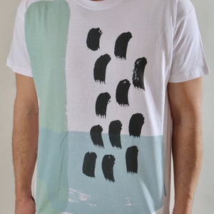 Screen printed graphic on T-shirt BLUE ABSTRACT image 1