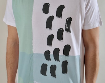 Screen printed graphic on T-shirt - "BLUE ABSTRACT"