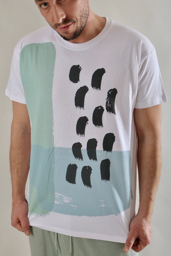 Screen printed graphic on T-shirt - "BLUE ABSTRACT"