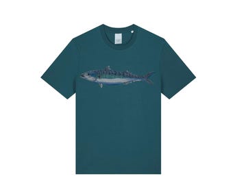 Screen printed graphic on organic T- shirt "MACKEREL"
