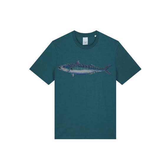 Screen printed graphic on organic T- shirt "MACKEREL"
