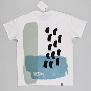 Screen printed graphic on T-shirt BLUE ABSTRACT image 6