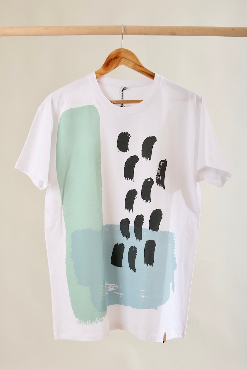 Screen printed graphic on T-shirt BLUE ABSTRACT image 2