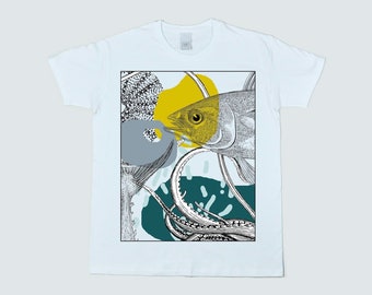 Screen printed graphic on T-shirt - "DEEP SEA"