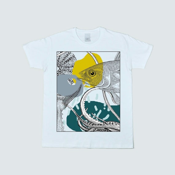 Screen printed graphic on T-shirt - "DEEP SEA"