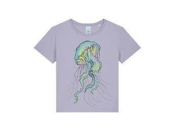 Screen printed graphic on organic T- shirt "JELLYFISH"