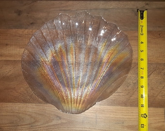 Rare Vintage 1960's Kamei Craft Clear Carnival Glass Shell Plate