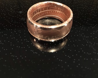 Copper ring  made from 1oz, .999 copper coin
