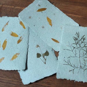 Papier d'herbier fait main, vert, A6, lot de 4