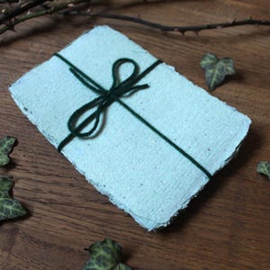 Green handmade decorative paper, deckle edge, set of 8 sheets, A6