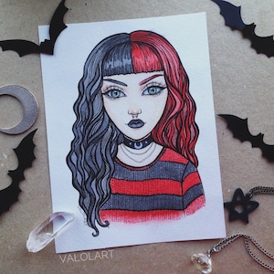 Retrato en acuarela personalizado tamaño A5 en mi lindo estilo de dibujos animados.