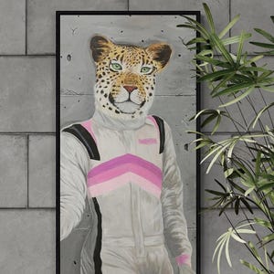Cheetah Racer Art Print on Canvas, Speed Demon Wildlife Wall Art, Cheetah Acrylic Painting, Cheetah Wall Art, Pink Wall Art, Animal Artwork