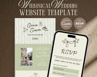 Whimsical Wedding Website Template: Editable Canva Design (Digital Download)