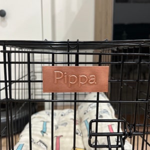 Copper Magnetic Dog Crate Tag: Pet name signs for wire crates or kennels. Pssst, it's the perfect Christmas dog gift for pet lovers!