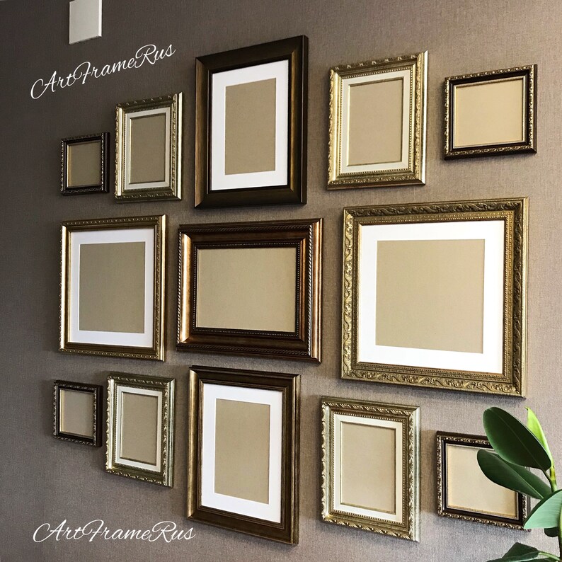Gallery Wall Art Decor Set Of 13 Frames Vintage Pictureframes Bronze Frame Collage
