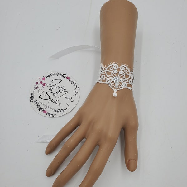 bracelets dentelle blanc off avec strass