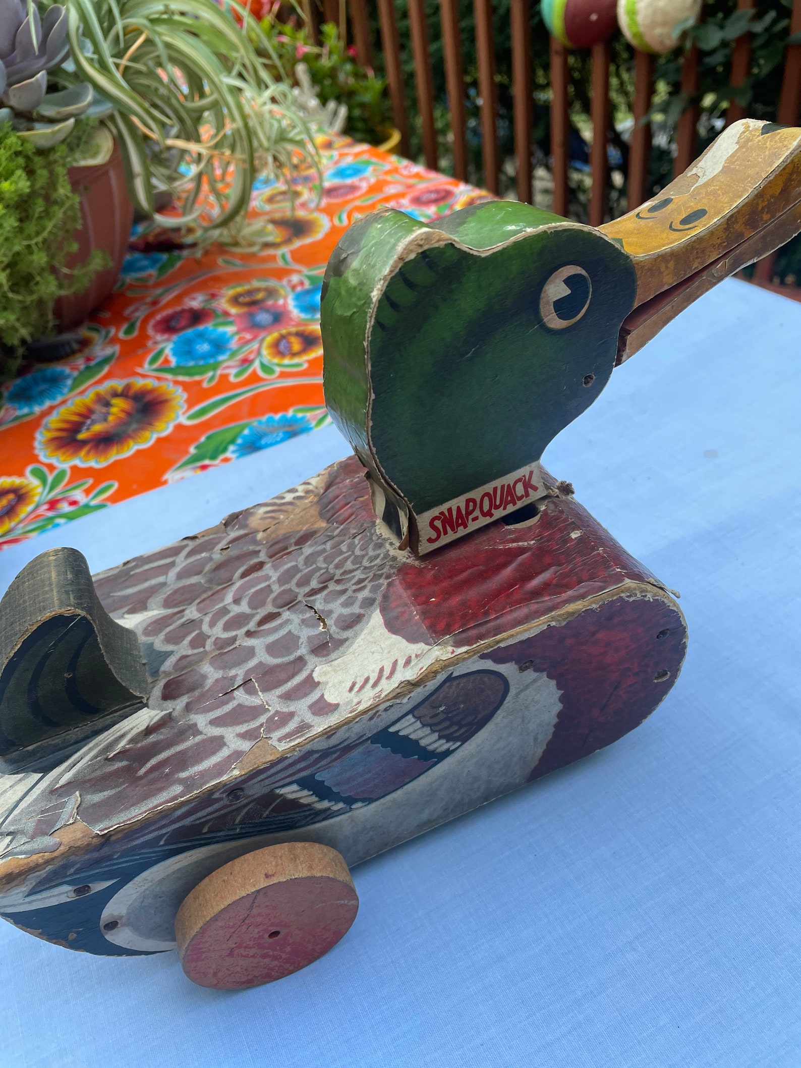 Vintage SnapQuack Duck Wooden Pull Toy 141 1940s50s Etsy