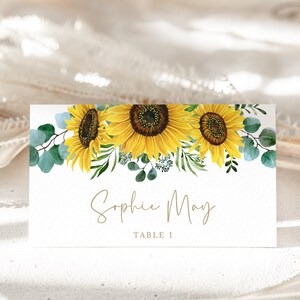 Modèle de carte de lieu de mariage de tournesol | Lieu de mariage rustique | Modèle imprimable | TÉLÉCHARGEMENT NUMÉRIQUE #I22