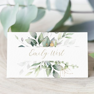 Greenery Wedding Place Card Template, Boho Printable Place Name Setting, DIGITAL DOWNLOAD #N02