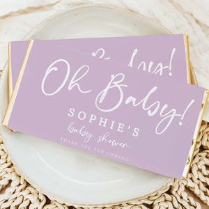 Lavender Chocolate Bar Wrapper Template | Purple Lilac Baby Shower Editable Candy Bar Wrapper | Instant Download #LC18