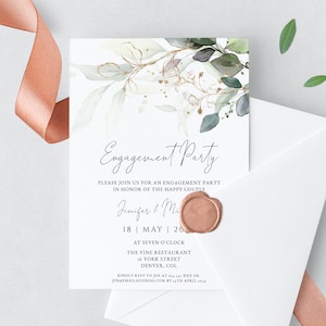 Greenery Engagement Party Invitation Template, Boho Engagement Invite, Editable Template, INSTANT DOWNLOAD #N05 KATE