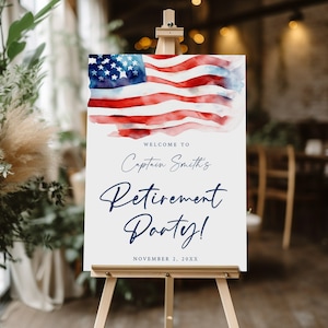 Army Retirement Party Welcome Sign Template, American Flag Printable Retirement Celebration Sign, Military Navy Sign, INSTANT DOWNLOAD #RP11