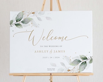 Boho Wedding Welcome Sign Template, Greenery Welcome to Our Wedding Sign, Eucalyptus Printable Wedding Sign, DIGITAL DOWNLOAD #N03 ROSE