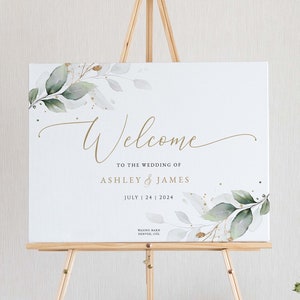 Boho Wedding Welcome Sign Template, Greenery Welcome to Our Wedding Sign, Eucalyptus Printable Wedding Sign, DIGITAL DOWNLOAD #N03 ROSE