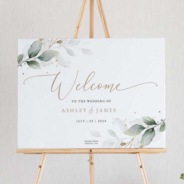 Boho Wedding Welcome Sign Template, Greenery Welcome to Our Wedding Sign, Eucalyptus Printable Wedding Sign, DIGITAL DOWNLOAD #N03 ROSE