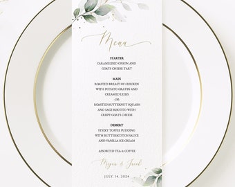 Greenery Eucalyptus Wedding Menu Printable Template #N03