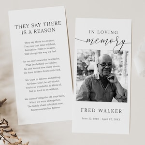 Minimal Funeral Prayer Card Template | Editable Memorial Card Program | Printable Remembrance Funeral Card | INSTANT DOWNLOAD #GR6