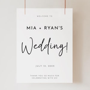 Minimalist Wedding Welcome Sign, Elegant Welcome To Our Wedding Template, Modern Wedding Sign, Editable & Printable INSTANT DOWNLOAD #NW1