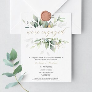 Greenery Engagement Party Invitation Template #N02