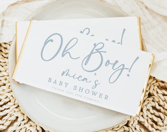 Blue Chocolate Bar Wrapper Template | Boy Baby Shower Editable Candy Bar Wrapper | Instant Download #LC20