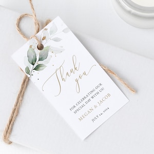 Greenery Wedding Favor Tags, Boho Thank You Tag, Printable Favour Tag Template, DIGITAL DOWNLOAD #N03
