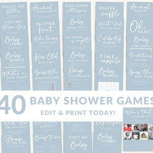 Blue Baby Shower Games Bundle | Editable & Printable Games | Instant Download #LC08