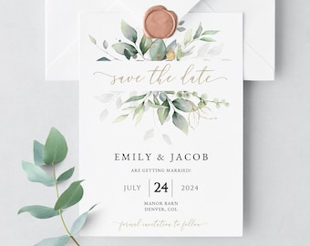 Greenery Save The Date Template, Boho Save The Date Invite, Printable Template, DIGITAL DOWNLOAD #N02
