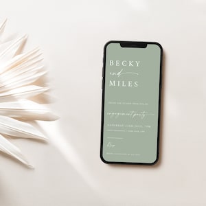 Sage Green Engagement Party Text Invite, Electronic Engagement Invitation, Modern Engagement Phone Invite, DIGITAL DOWNLOAD #EP4