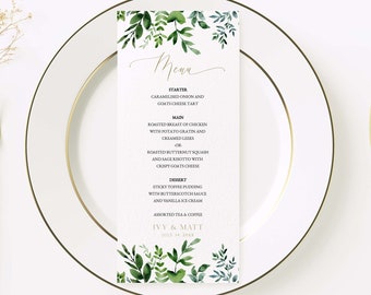 Greenery Eucalyptus Wedding Menu Printable Template #I26