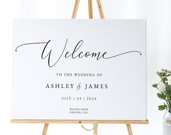 Minimalist Wedding Welcome Sign Template, Modern Landscape Welcome to Our Wedding Sign, Printable Custom Wedding Sign, DIGITAL DOWNLOAD #M01