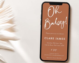 Electronic Baby Shower Invite | Terracotta Boho Baby Shower Invitation Template | Digital Text Message Evite #LC14
