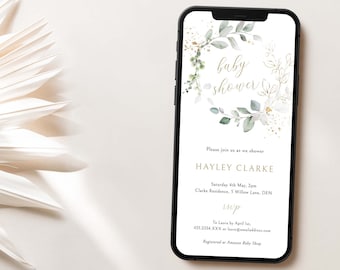 Electronic Baby Shower Invite | Boho Baby Shower Invitation | Editable Phone Template | INSTANT DOWNLOAD #LC12