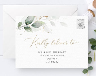 Greenery Wedding Envelope Template, Eucalyptus Wedding Address Envelope, Printable Template, DIGITAL DOWNLOAD #N03 ROSE