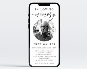 Digital Modern Funeral Evite | Electronic Funeral Announcement Invite | Minimalist Editable Invitation Template | INSTANT DOWNLOAD #GR6