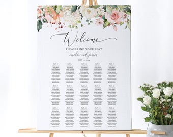 Boho Wedding Seating Chart Template, Floral Table Plan, Printable Template, DIGITAL DOWNLOAD #I13