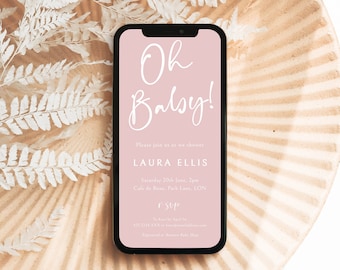 Electronic Baby Shower Invitation | Pink Text Message Invite | Editable Phone Template | INSTANT DOWNLOAD #LC07