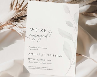 Modern Engagement Party Invitation Template, Minimalist Engagement Invite, Editable Template, DIGITAL DOWNLOAD #M07