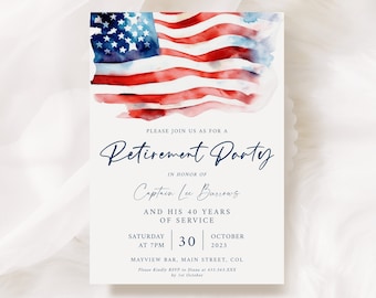 Army Retirement Party Invitation, Military Navy Retirement Celebration Invitation, Editable Retirement Template, INSTANT DOWNLOAD #RP11