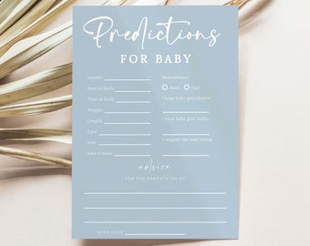 Blue Predictions For Baby Game, Blue Baby Shower Game, Wishes For Baby Game Template, Editable Printable Game Card, DIGITAL DOWNLOAD #LC08