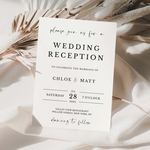 Minimalist Wedding Reception Invitation Template, Printable Evening Reception Invite, Editable Template, DIGITAL DOWNLOAD #M06 ADELE